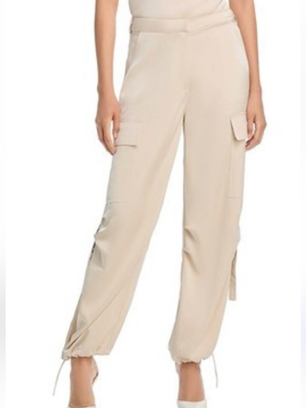 Aqua Champagne Cargo Joggers with Drawstring Ankles